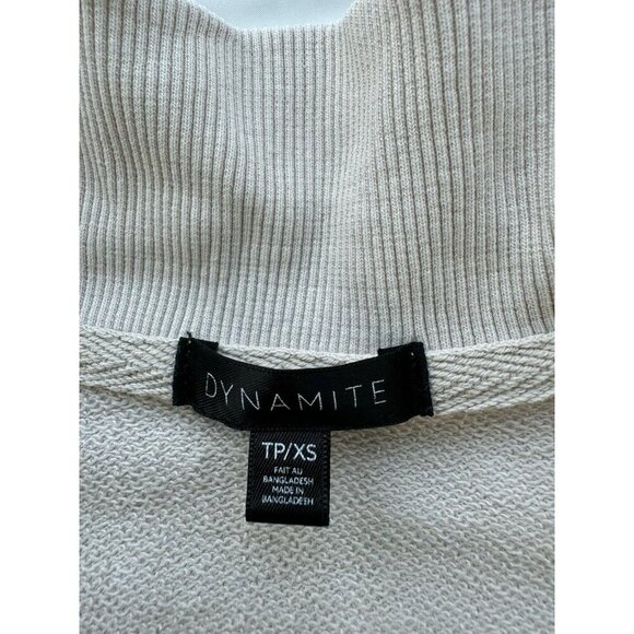 Dynamite Long Sleeve Crop Sweater Ivory Half Zip 100% Cotton & Terry Inside XS - Picture 10 of 11